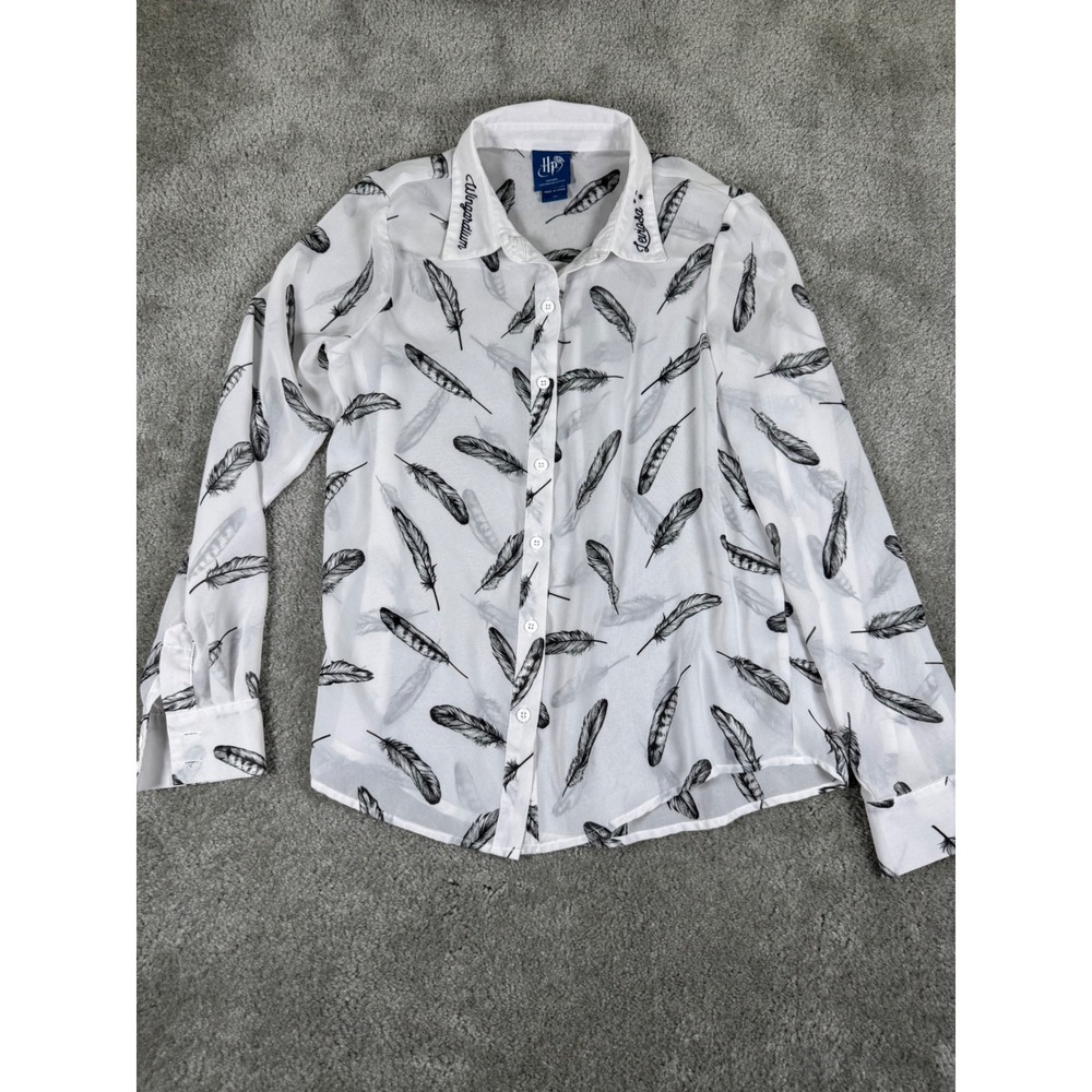 Harry Potter BoxLunch Wingardium Leviosa Feather Print Blouse White Small